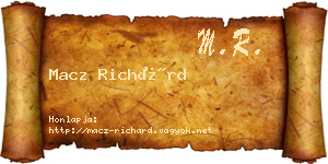 Macz Richárd névjegykártya